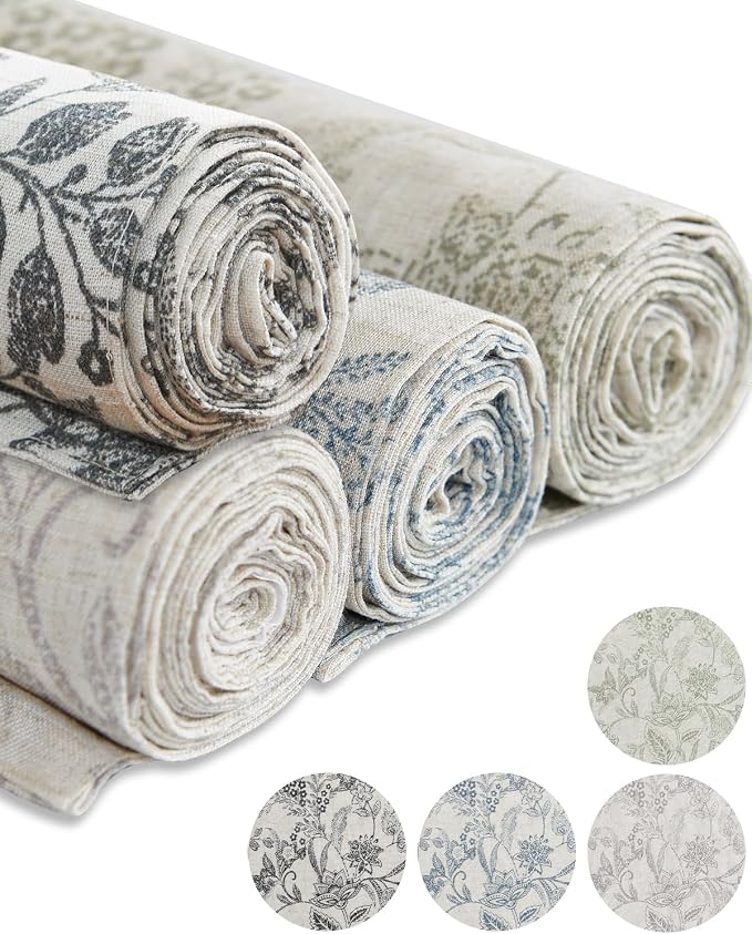 jinchan Blue Floral Linen Table Runner 13 x 72 Inch Farmhouse | - Image 8