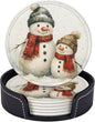 Winter Watercolor Snowman and Snow Scene Coasters by KiuLoam