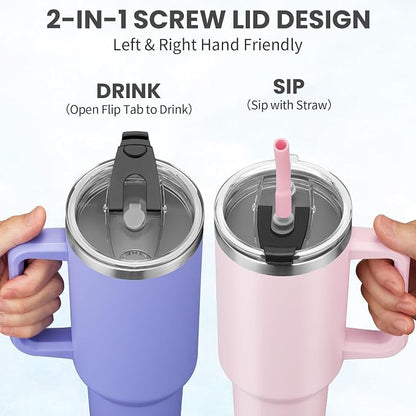 BENZZO Tumbler with Lid and Straw 40oz Stainless Steel Hydro Tumblers with - Image 4