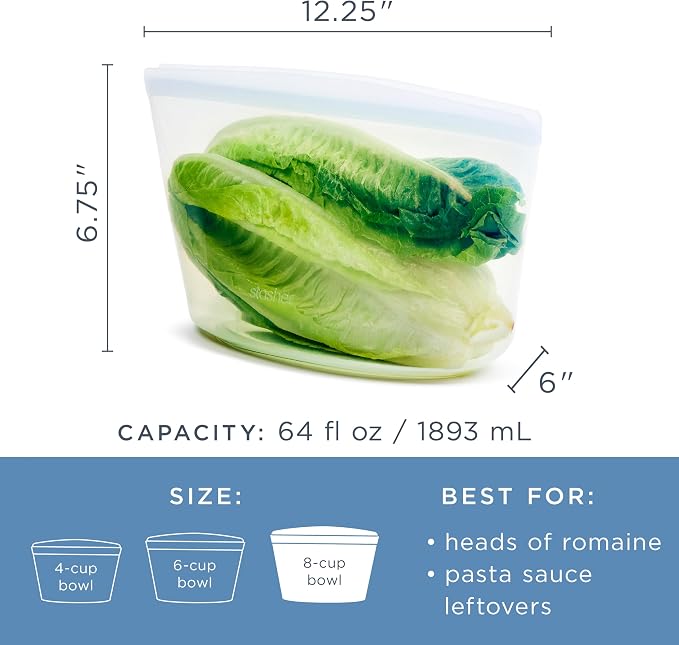 Stasher Premium Reusable Silicone Food Storage Bowl, 8-Cup | Food-Safe Silicone - Image 5