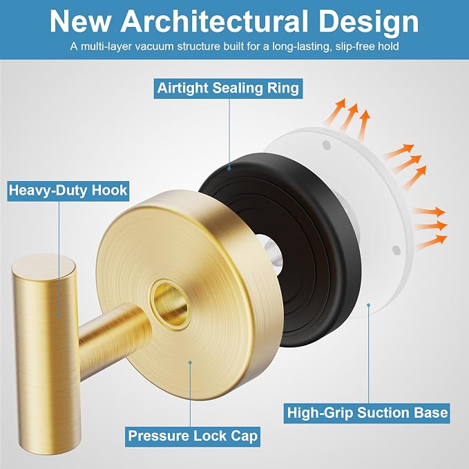 Suction Cup Hooks for Shower, No Drill Towel Hooks for Bathroom | Shower Hooks - Image 2