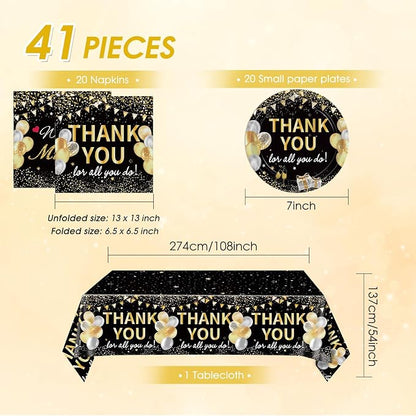 41Pcs Black Gold Thank You Decorations Thank You - Image 2