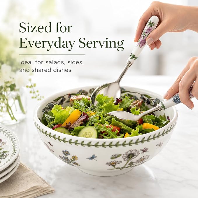 Portmeirion Botanic Garden Set of 2 Salad Servers | 10 Inch Salad Serving Set | - Image 3