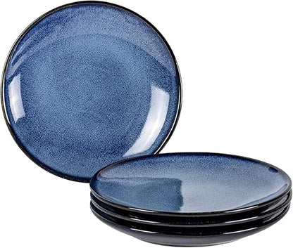 UNICASA Ceramic Dinner Plates Set of 4, Porcelain 10.25 Inch Pasta Plate Set, Reactive Glaze Serving Dishes for Steak, Salad, Pizza, Dishwasher & Microwave Safe (Blue)