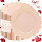 SUT 72-Count Pink Plastic Plates Disposable 10.25 Inch - Scalloped Edge Dinner Plates for Valentine’s Day, Parties, Birthdays, Weddings | Lightweight & Durable Disposable Dinnerware (72 Pack)