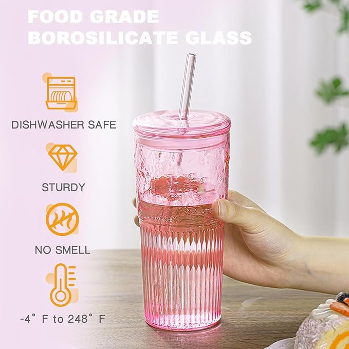 JunVpic Glass Coffee Tumbler, 20 oz Glass Cup - Image 2