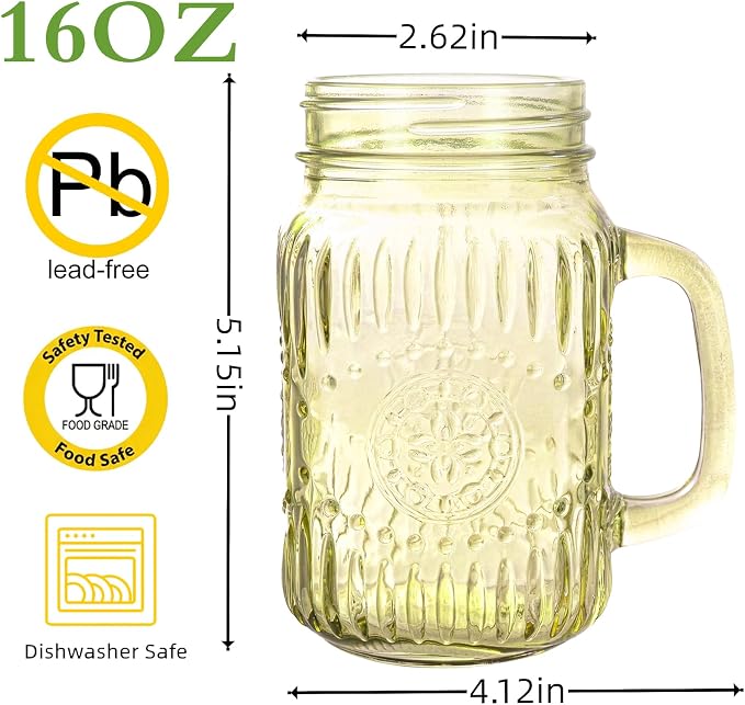 SUT 16 oz Colored Glass Mason Jar Mugs - Image 2
