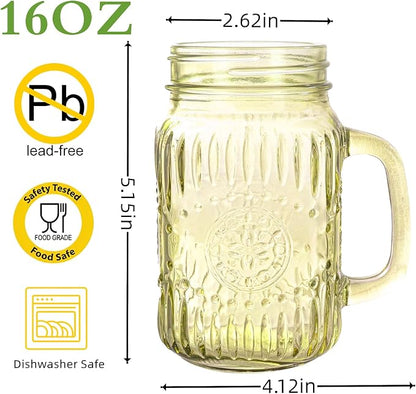 SUT 16 oz Colored Glass Mason Jar Mugs - Image 2