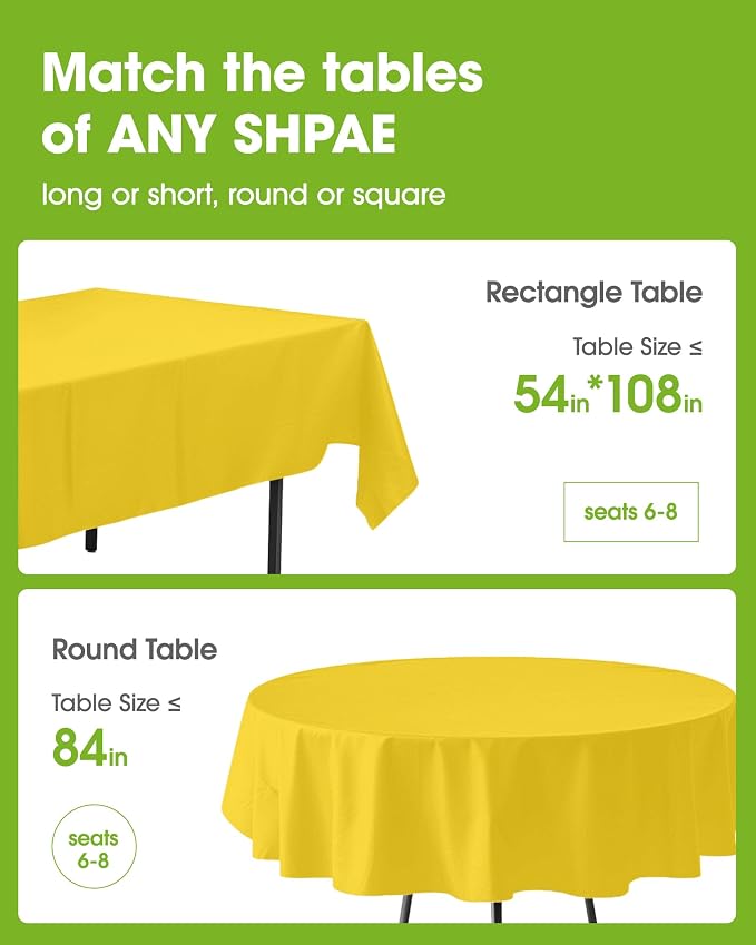 Pureegg Plastic Table Cloth Disposable 12 Pack, 54 x 108 Inch Table Cloths - Image 2
