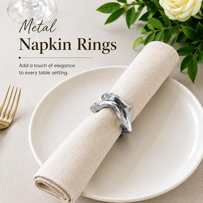 Modern Aluminum Napkin Rings Set of 8, Lightweight Metal Table Decor, - Image 2