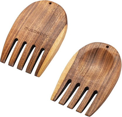 muso eood Acacia Salad Hands, Wooden Salad Tongs, 1 Pair | by Musowood