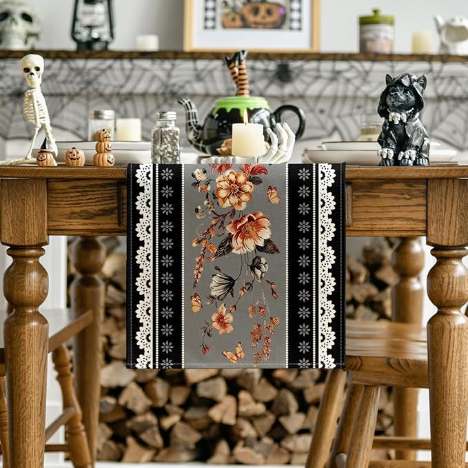 Artoid Mode 210 GSM Halloween Table Runner 13x72 Inch Home Party Decor | Black - Image 2