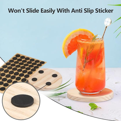 Adrattnay 64Pcs Unfinished Wood Coasters, 9mm Blank Wood Coasters Bulk - Image 4