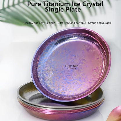 Titanium Camping Plate Titanium Pan Dish Plate Lightweight Round Dinnerware - Image 3