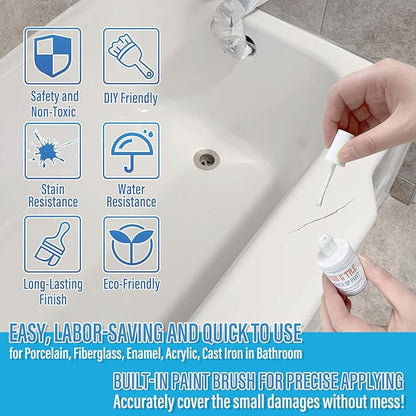 Specialty Tub and Tile Paint, White Tub Paint for Bathtub, Quick-Dry Porcelain paint for Scratches & Chips on Porcelain, Acrylic, Enamel, Cast Iron, Bathtub, Tiles, Sinks and Toilets(Matte White)