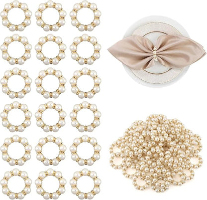 60 Pcs Pearl Napkin Rings Set by Unknown