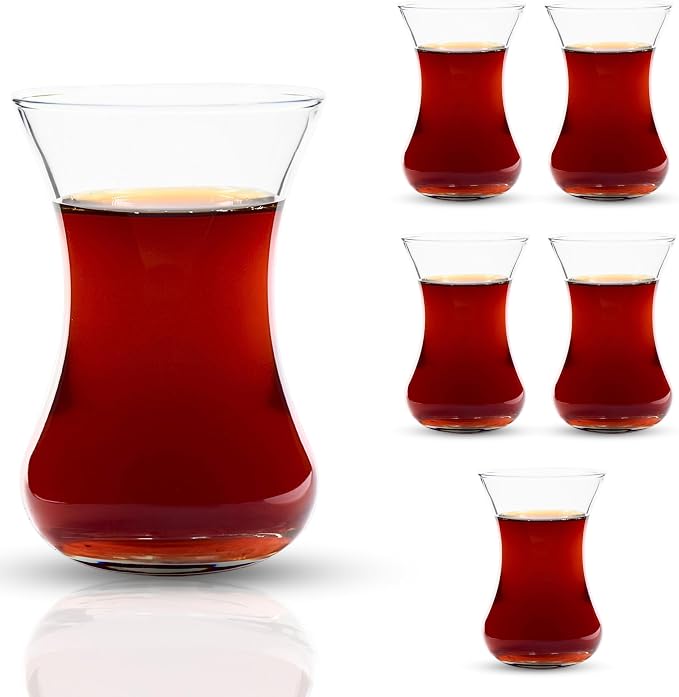 Turkish Tea Glass Set of 6, Small Clear Glass Tea Cups - Image 8