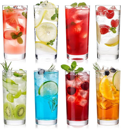 Highball Glasses Set of 8, 16oz Tall Drinking Glasses, Water Glass - Image 7