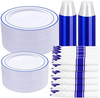WELLIFE 700 Pcs Blue Plastic Plates by WELLIFE