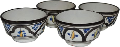 Moroccan Handmade Serving Bowl Set of 4 Small Dipping Sauce Butter Olive Oil Multicolored