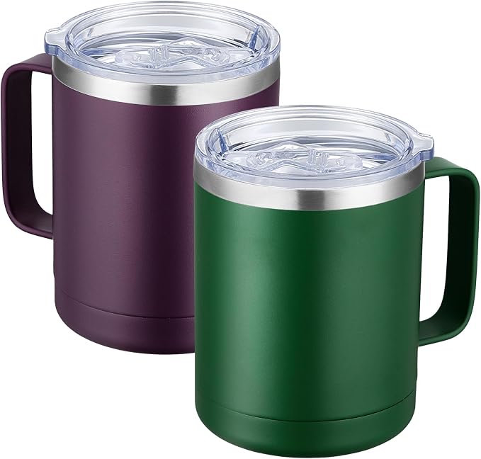 MEWAY 12oz Coffee Mug With Handle 2 Pack Bulk, Stainless Steel Insulated Travel by MEWAY