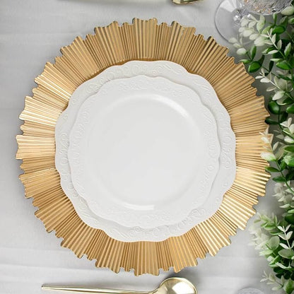 Efavormart 6 Pack | 13" Metallic Gold Sunray Acrylic Plastic Serving Plates - Image 9
