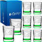 Personalized Square Shot Glasses Set of 8 Green Bottom 2oz Engraved Initial and Name Custom Gifts, Weddings, Birthdays, Party, Event, Decorations