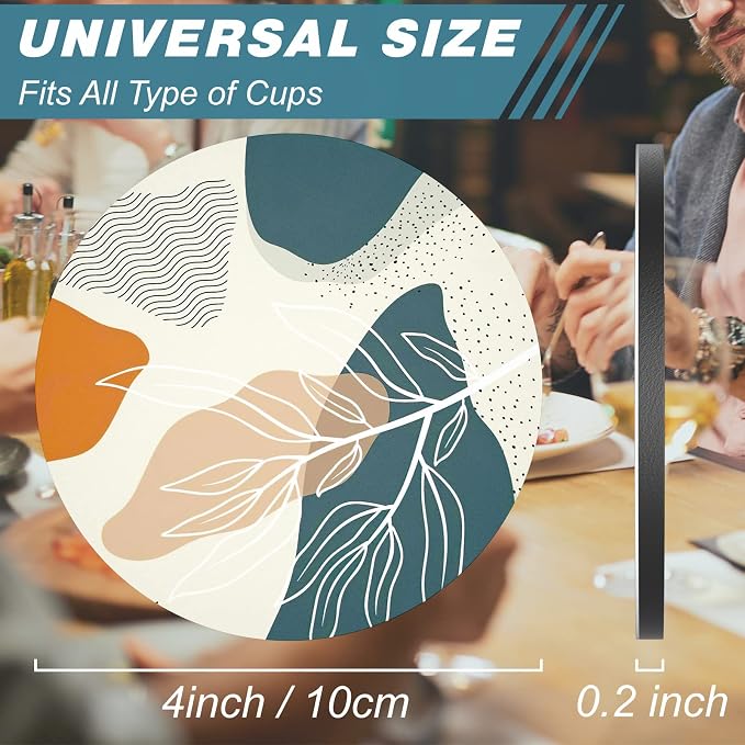 Coasters for Drinks, Kitchen Home Decor Housewarming Gift, Round 4 in - Image 3