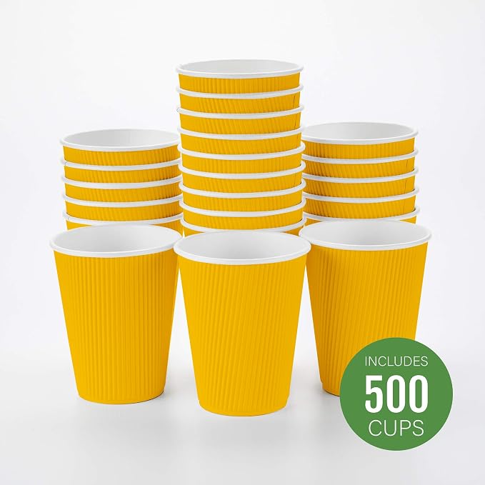 Restaurantware 12 Ounce Ripple Wall Disposable Coffee Cups, 500 Insulated - Image 2