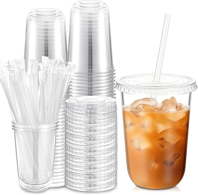 Ziliny 50 Sets 16 oz Clear Plastic Cups by Ziliny