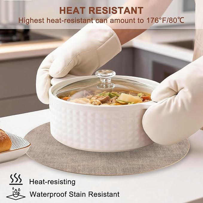 Round Faux Leather Placemats and Coasters, Reversible Heat Resistant Non-Slip - Image 2