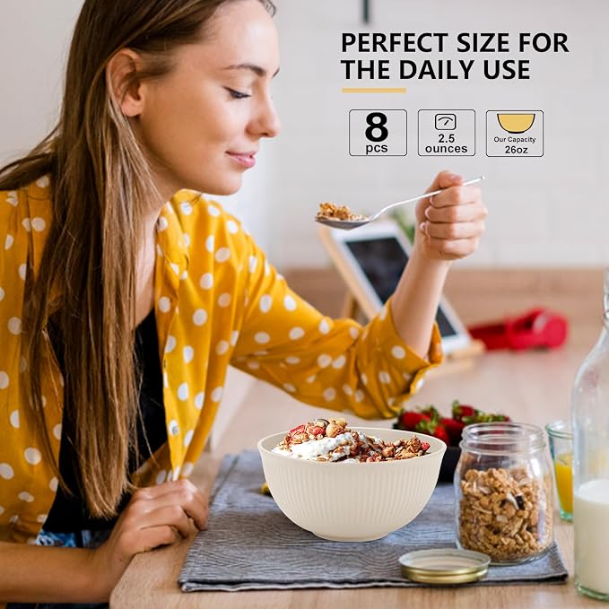 PYRMONT Unbreakable Cereal Bowl 26 OZ Wheat Straw Bowls Set of 8 Alternative - Image 7