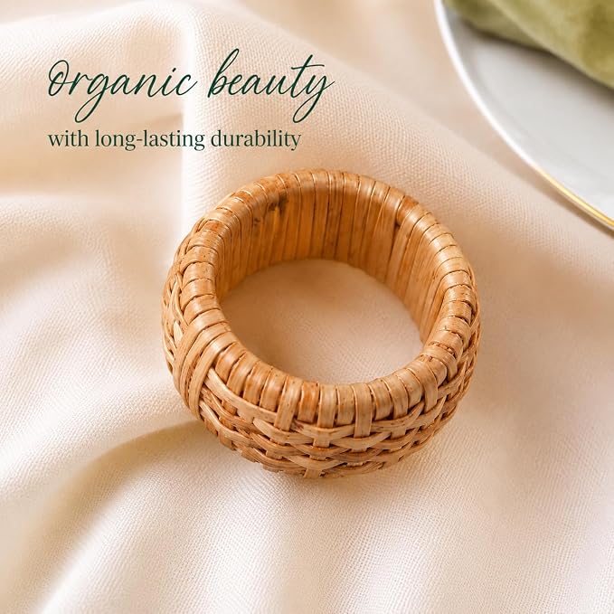 ALPHA Living HOME Natural Rattan Napkin Rings Set of 12 - Image 7