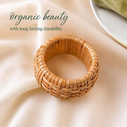 ALPHA Living HOME Natural Rattan Napkin Rings Set of 12 - Image 7