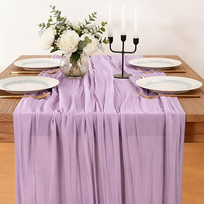 Cheesecloth Table Runner, 120 Inch 10 FT, Lilac | 1 Pack, 35x120 Inches Boho - Image 8