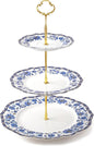 fanquare 3-Tier Elegant British Blue Floral Porcelain Cupcake Stand | Fruit by fanquare