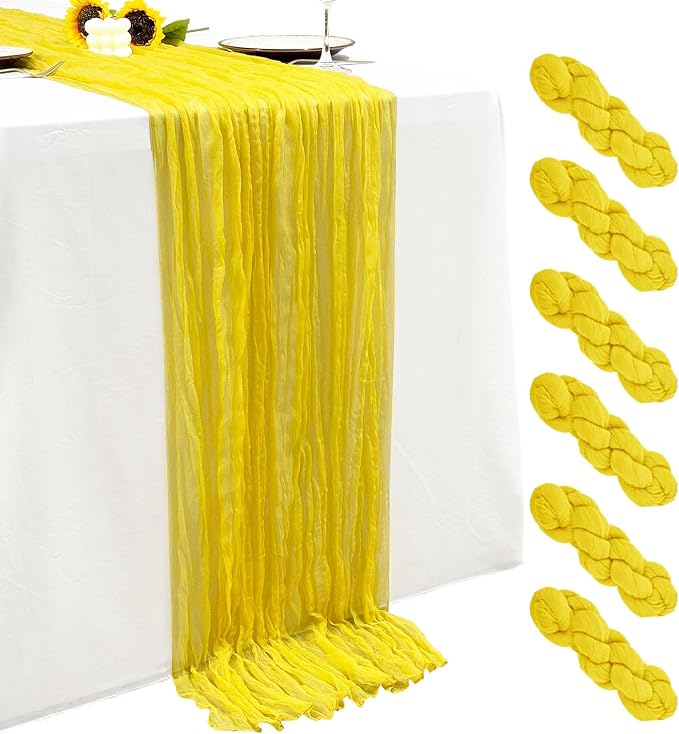 6Pack Yellow Cheesecloth Table Runner 17x108inch Sheer Yellow Table Runners | by Seveups