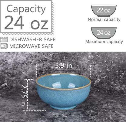 Ceramic Soup Bowl Set of 4, 24 Oz, Cereal Bowl - Image 2