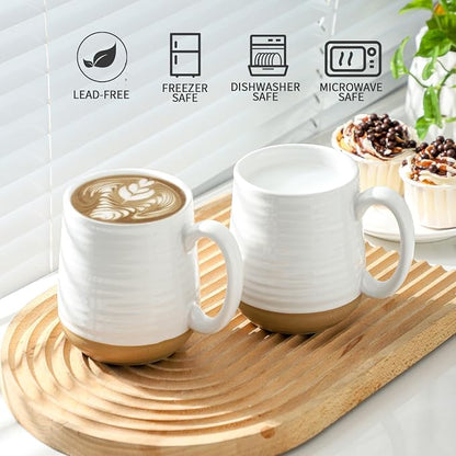 HASENSE Porcelain Coffee Mugs Set of 6, 15 Ounce Large Ceramic Coffee Cups Set - Image 6