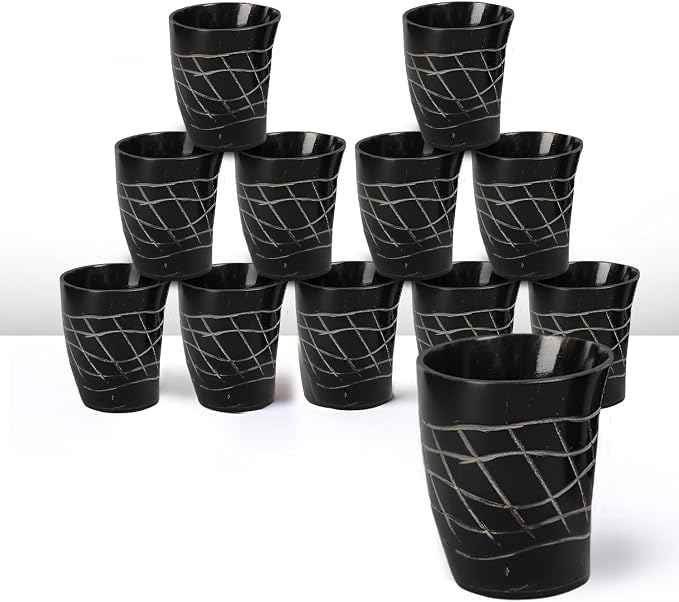 Handicrafts Home Viking Horn Shot Glasses Set of 12, Rustic Viking Drinkware by HandicraftsHome