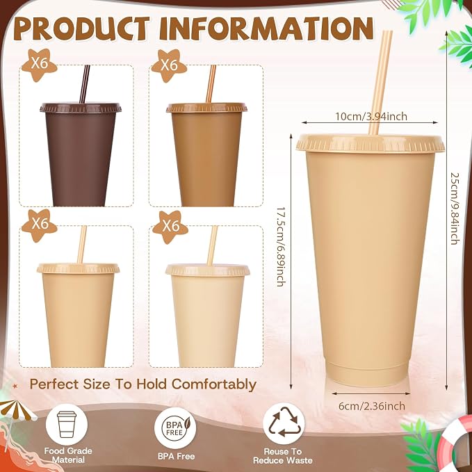 24 Pack Plastic Tumblers with Lids and Straws, Reusable Cups with Lids Plastic - Image 2