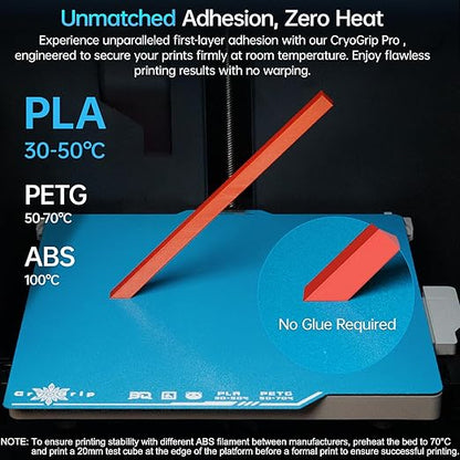 BIQU CryoGrip Pro Frostbite for Bambu-Lab P1S/P1P/P2S/X1C/X1E/A1 257x257mm Cold Build Plate Room Temperature Print Double Sided Upgrade Plate Removable Surface Platform