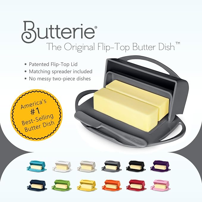 Flip Top Butter Dish with Attached Lid & Matching Knife, 2 Pack - Image 8
