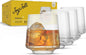 JoyJolt Sidney Double Old Fashioned Glasses Set of 4 | 11.5 oz Rocks Whiskey Glasses for Bourbon Scotch Cocktail Cognac Vodka | Home Bar Lowball Glass Tumblers | Premium Crystal Barware Made in Europe