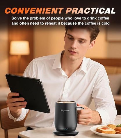 Kepwam Self-Heating Coffee Mug T2, 16oz Electric Heated Mug Hot Up to 149℉ | No - Image 6