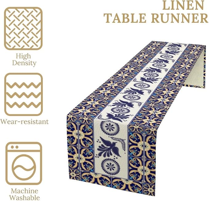 YCness Floral Bird Mexican Table Runner, 13x36 Inch - Image 6