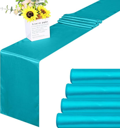 Aneco 4 Pack Satin Table Runner 12 x 108 Inch Long Bright Silk and Smooth by Aneco