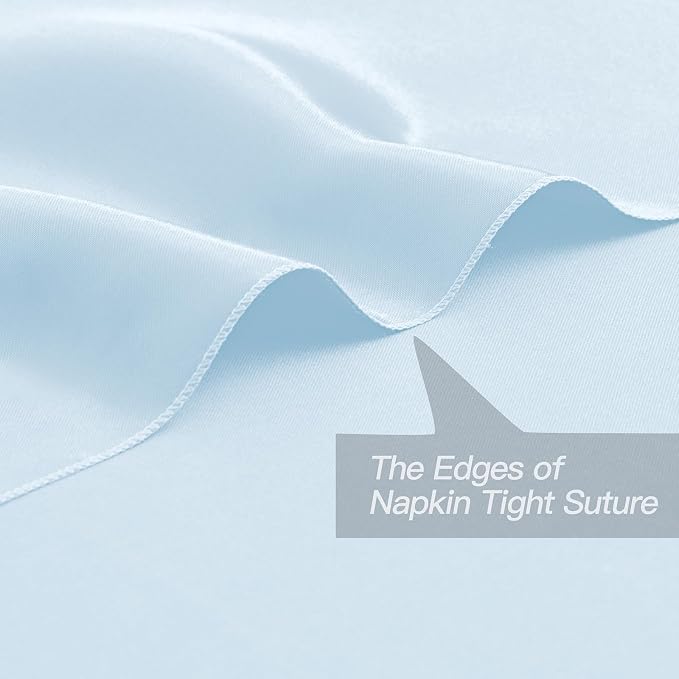 P Pothuiny 12 Pcs Light Blue Satin Napkins 17 x 17 in, Satin Cloth Napkins | - Image 3