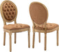 Vintage French Dining Chairs Set of 2, Round Back PU Leather Upholstered Accent Chairs with Nailhead Trim and Solid Wood Frame, Farmhouse Sillas de Comedor for Dining Room & Kitchen, Whiskey Brown