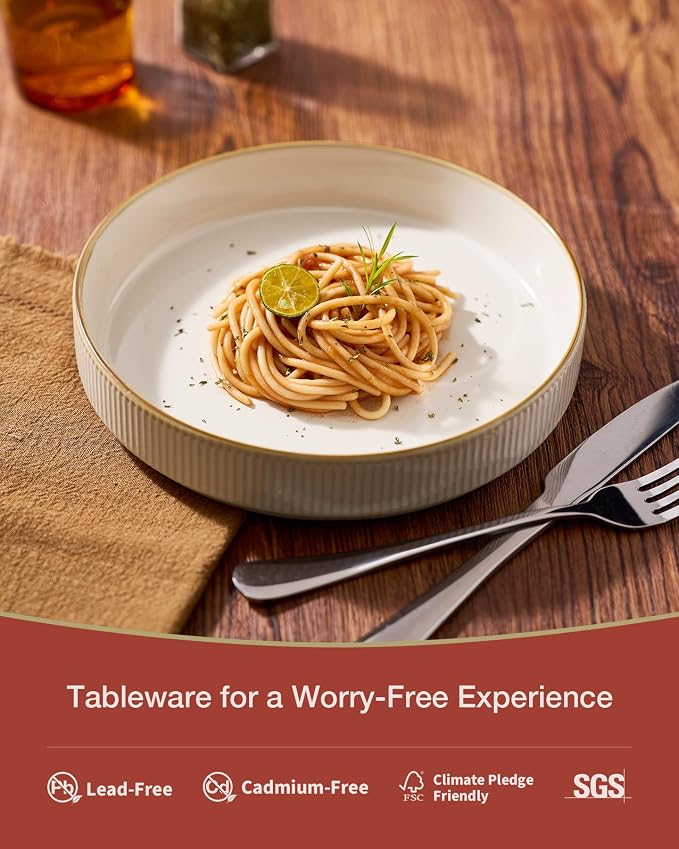 famiware Star 8.25" Pasta Bowls Set of 8, Bowl Plates, Salad Bowls - Image 3